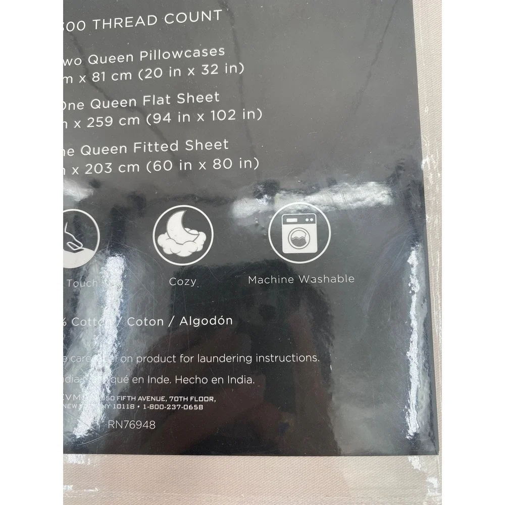 Vera Wang Sheet Set Queen Beige 300 TC 100% Cotton Satin Weave 4pc Luxury